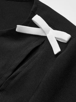 Clearance Bow Side Split Short Dress Black Dresses|Work Dresses