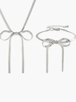 Bow Tassel Necklace Bracelet Set Necklaces|Accessories