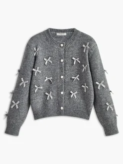 Sale Bow-Decor Button Stretch Cardigan Cardigans|Sweaters & Cardigans