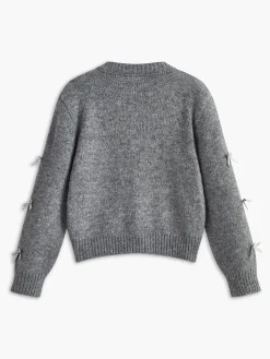 Sale Bow-Decor Button Stretch Cardigan Cardigans|Sweaters & Cardigans
