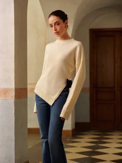 New Bow-Decor High Stretch Slit Sweater Knitwear|Tops
