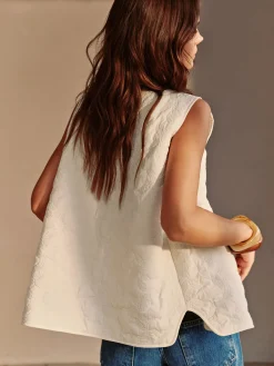 Discount Bow-Decor Zipper Vest Outerwear|Vests