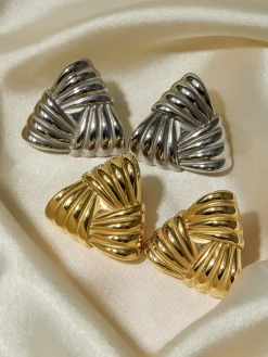 New Braided Textured Triangle Earrings Earrings|Accessories
