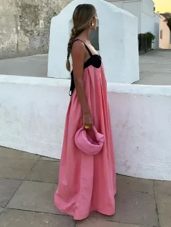 Bra-Splicing Halter Strap Long Dress White Dresses|Casual Dresses