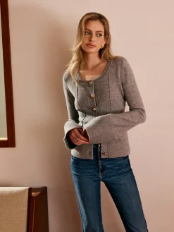 Best Breasted Bell Sleeve Slim Cardigan Cardigans|Sweaters & Cardigans