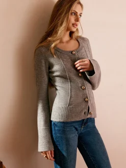 Best Breasted Bell Sleeve Slim Cardigan Cardigans|Sweaters & Cardigans
