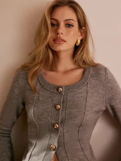 Best Breasted Bell Sleeve Slim Cardigan Cardigans|Sweaters & Cardigans