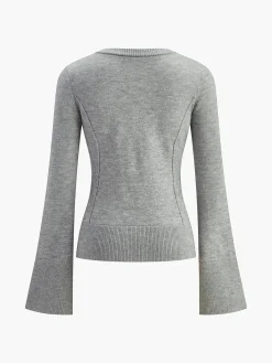 Best Breasted Bell Sleeve Slim Cardigan Cardigans|Sweaters & Cardigans