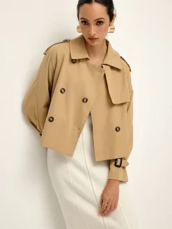 Discount Breasted Lapel Trench Coat Outerwear|Coats