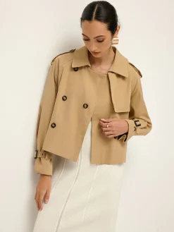 Discount Breasted Lapel Trench Coat Outerwear|Coats