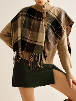 Online Breasted Tassel Knit Shawl Outerwear Sweater Tops|Outerwear
