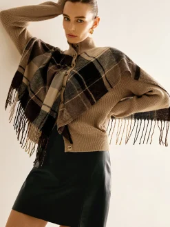 Online Breasted Tassel Knit Shawl Outerwear Sweater Tops|Outerwear