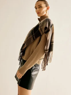 Online Breasted Tassel Knit Shawl Outerwear Sweater Tops|Outerwear