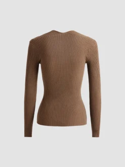 Bronzework Knitted Ribbed Pullover Sweater Sweater Tops|Sweaters & Cardigans