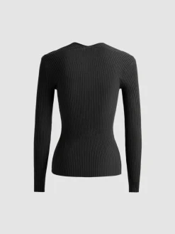 Bronzework Knitted Ribbed Pullover Sweater Sweater Tops|Sweaters & Cardigans