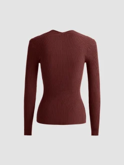 Bronzework Knitted Ribbed Pullover Sweater Sweater Tops|Sweaters & Cardigans