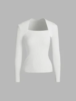 Bronzework Knitted Ribbed Pullover Sweater Sweater Tops|Sweaters & Cardigans