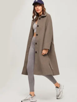 Sale Brushed Belted Long Overcoat Outerwear|Coats