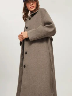 Sale Brushed Belted Long Overcoat Outerwear|Coats