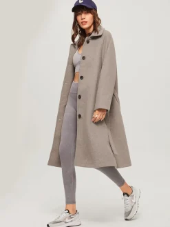 Sale Brushed Belted Long Overcoat Outerwear|Coats