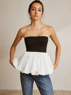 New Bubble Two-Tone Tube Top Tank Tops & Camis|Tops