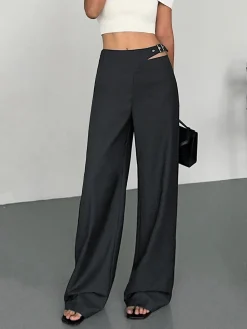 Discount Buckle Belted Cutout Pants Pants|Bottoms