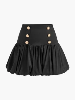 Clearance Bud Waist Pleated Panel Mini Skirt Skirts|Bottoms