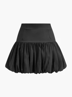 Clearance Bud Waist Pleated Panel Mini Skirt Skirts|Bottoms
