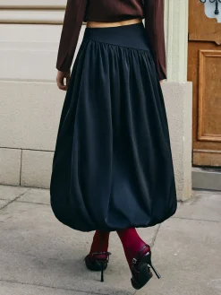 Best Bud Waist Pleated Satin Skirt Skirts|Bottoms