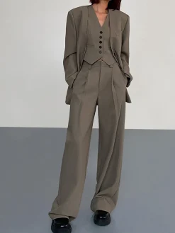 New Business Casual Pleat Dress Pants Pants|Matching Sets