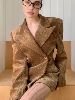 Discount Button Cinched Long Blazer Outerwear|Blazers