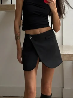 Best Button Criss Cross Mini Skirt Skirts|Matching Sets