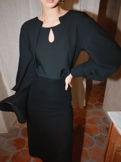 Outlet Button Cutout 2 in 1 Blouse Blouses & Shirts|Tops