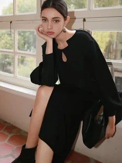 Outlet Button Cutout 2 in 1 Blouse Blouses & Shirts|Tops