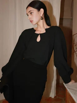 Outlet Button Cutout 2 in 1 Blouse Blouses & Shirts|Tops