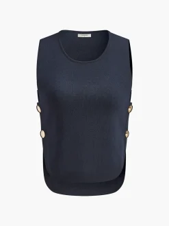 Sale Button Decor Slit Sweater Vest Sweater Vests|Sweaters & Cardigans