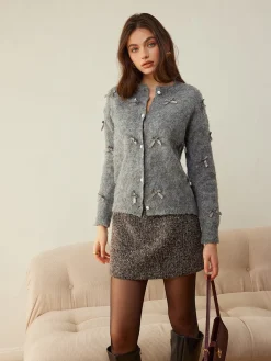 Clearance Button Down Bow-Decor Cardigan Cardigans|Sweaters & Cardigans