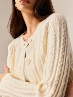 Sale Button Down Cable Knit Outerwear Sweater Tops|Outerwear