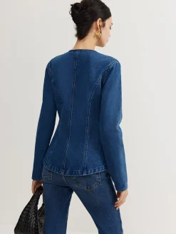 Sale Button Down Denim Slim Blouse Blouses & Shirts|Denim