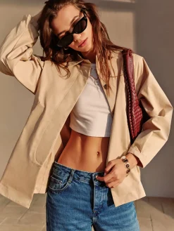 Clearance Button Down Lapel Trench Coat Outerwear|Coats