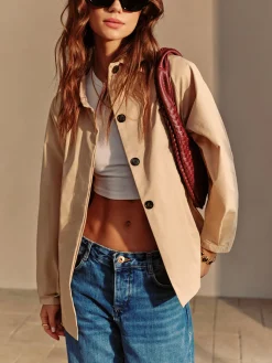 Clearance Button Down Lapel Trench Coat Outerwear|Coats