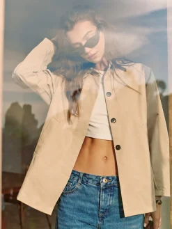 Clearance Button Down Lapel Trench Coat Outerwear|Coats
