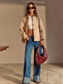 Clearance Button Down Lapel Trench Coat Outerwear|Coats