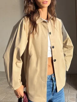 Clearance Button Down Lapel Trench Coat Outerwear|Coats
