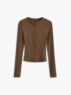 Discount Button Down Long Sleeve Crop Shirt Sweater Tops|Crop Tops