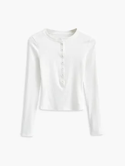 Discount Button Down Long Sleeve Crop Shirt Sweater Tops|Crop Tops