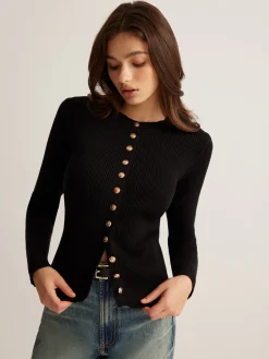 Discount Button Down Skinny Knit Top Sweater Tops|Sweaters & Cardigans