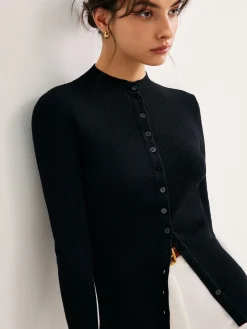 Outlet Button Down Skinny Knit Top Sweater Tops|Sweaters & Cardigans