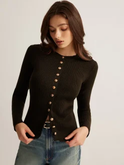 Hot Button Down Skinny Knit Top Sweater Tops|Sweaters & Cardigans