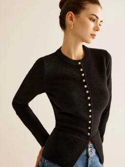 Sale Button Down Slit Slim Cardigan Cardigans|Sweaters & Cardigans